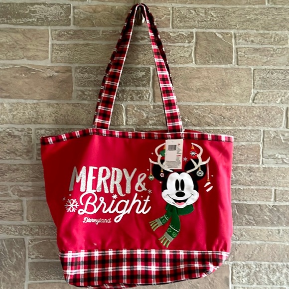 Disney Handbags - Disney Merry and Bright Mickey Mouse Red Tote Bag
